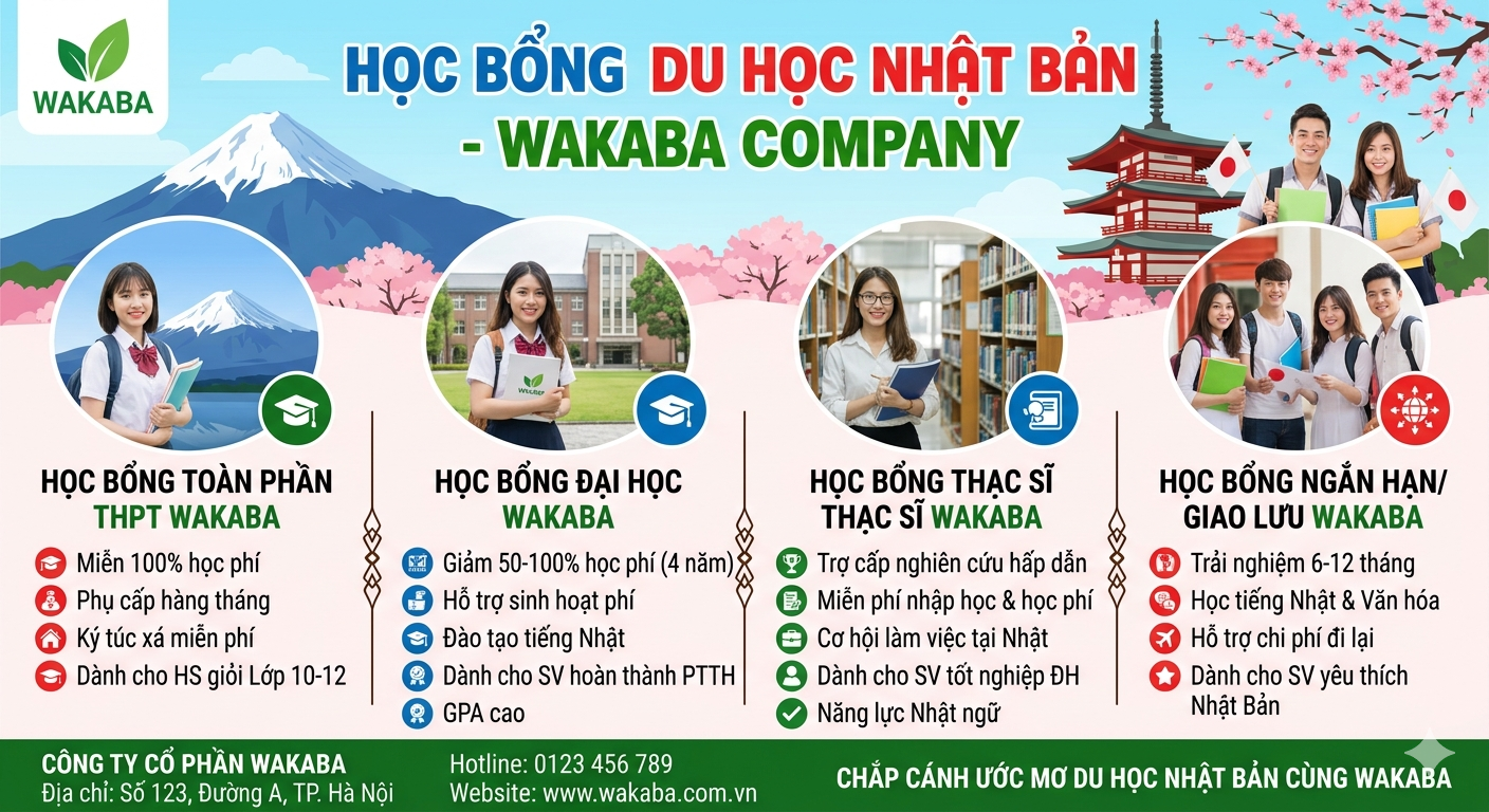 Thông tin học bổng du học Nhật Bản tại Wakaba